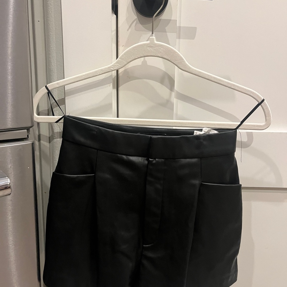 Zara Black Leather Shorts